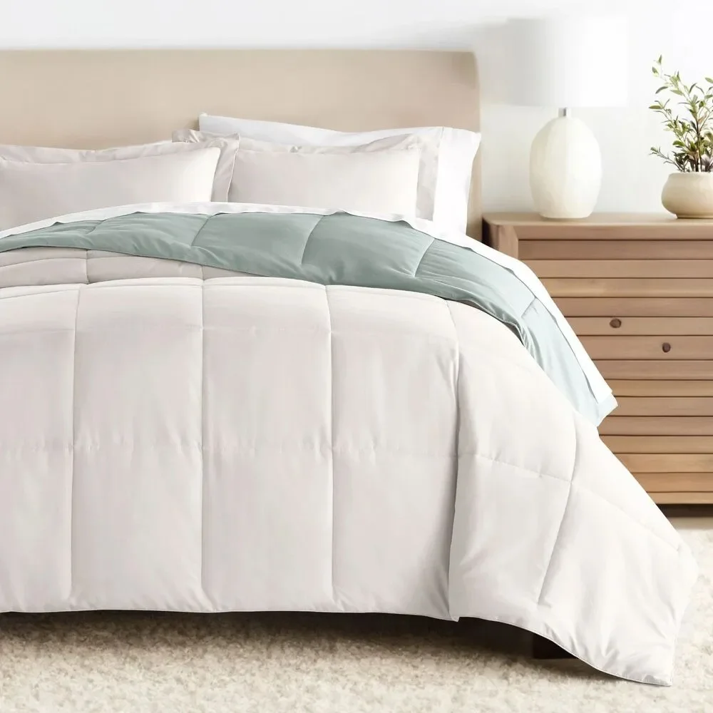 Kaycie Gray Fashion 3PC Reversible Comforter Set - All Season Down Queen Size
